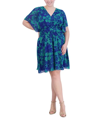 Jessica Howard Plus Size Floral-Print Smocked-Waist Dress