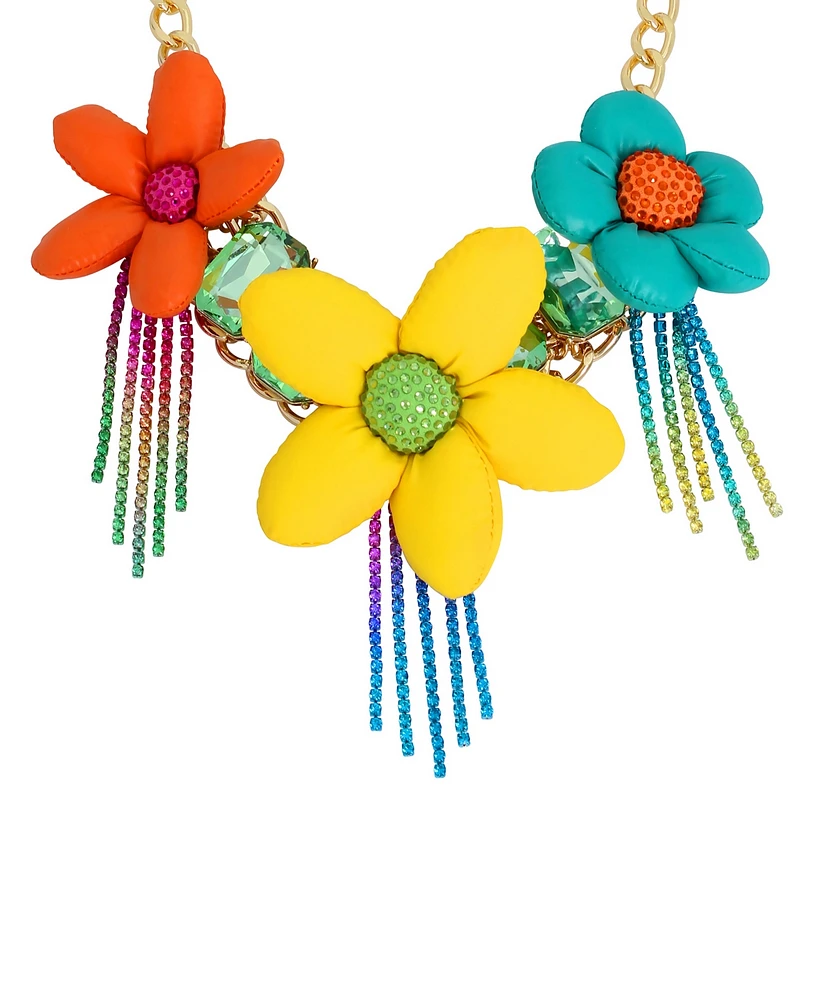 Betsey Johnson Faux Stone Statement Flower Necklace