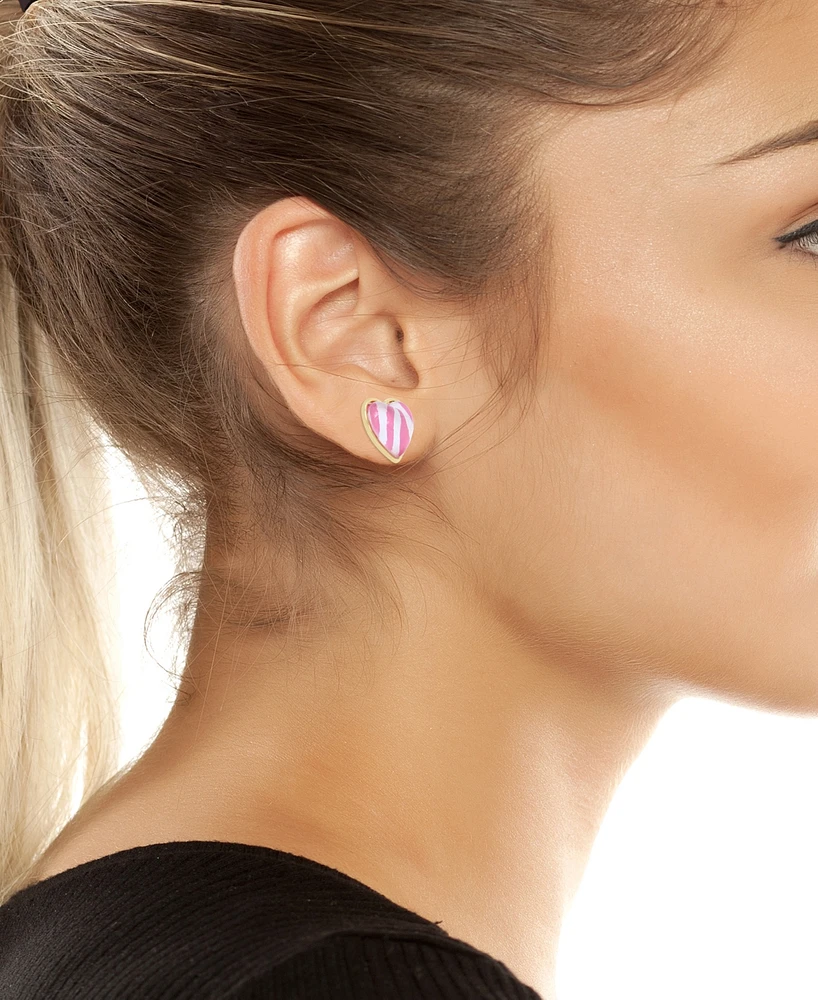 Betsey Johnson Pink Heart Stud Earrings
