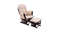 Slickblue Adjustable Backrest Baby Nursery Rocking Chair & Ottoman Set-Beige