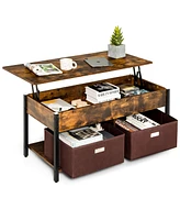 Slickblue Lift Top Coffee Table Central Table with Drawers and Hidden Compartment for Living Room