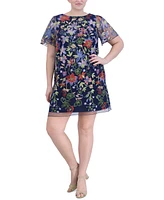 Jessica Howard Plus Size Printed Boat-Neck Shift Dress