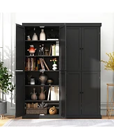 Slickblue Buffet Cabinet with 6-Tier Shelves and 4 Doors