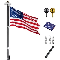 Yescom 30 Ft Telescopic Aluminum Flag Pole Kit with 111 Led Solar Light Us Flag Garden