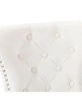 Tufted Upholstered Velvet Bar Stool with Metal Footrest