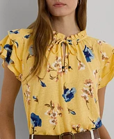 Lauren Ralph Lauren Women's Tie-Neck Flutter-Sleeve Top