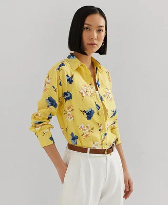 Lauren Ralph Women's Floral Roll-Tab Shirt