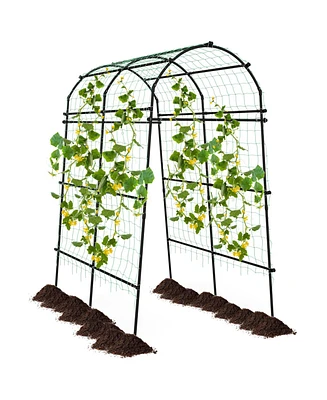 Slickblue 7.5 Feet Garden Arch Trellis with Pe Coated Metal Structure