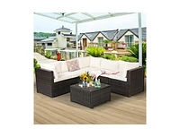 Slickblue 6 Pieces Rattan Patio Sectional Sofa Set with Cushions for 4-5 Person