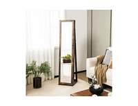 Slickblue Standing Lockable Jewelry Storage Organizer with Full-Length Mirror