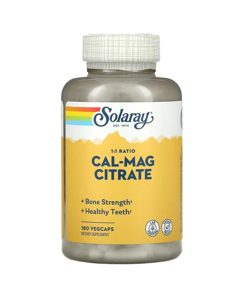 Solaray Cal-Mag Citrate 1:1 Ratio - 180 VegCaps - Assorted Pre