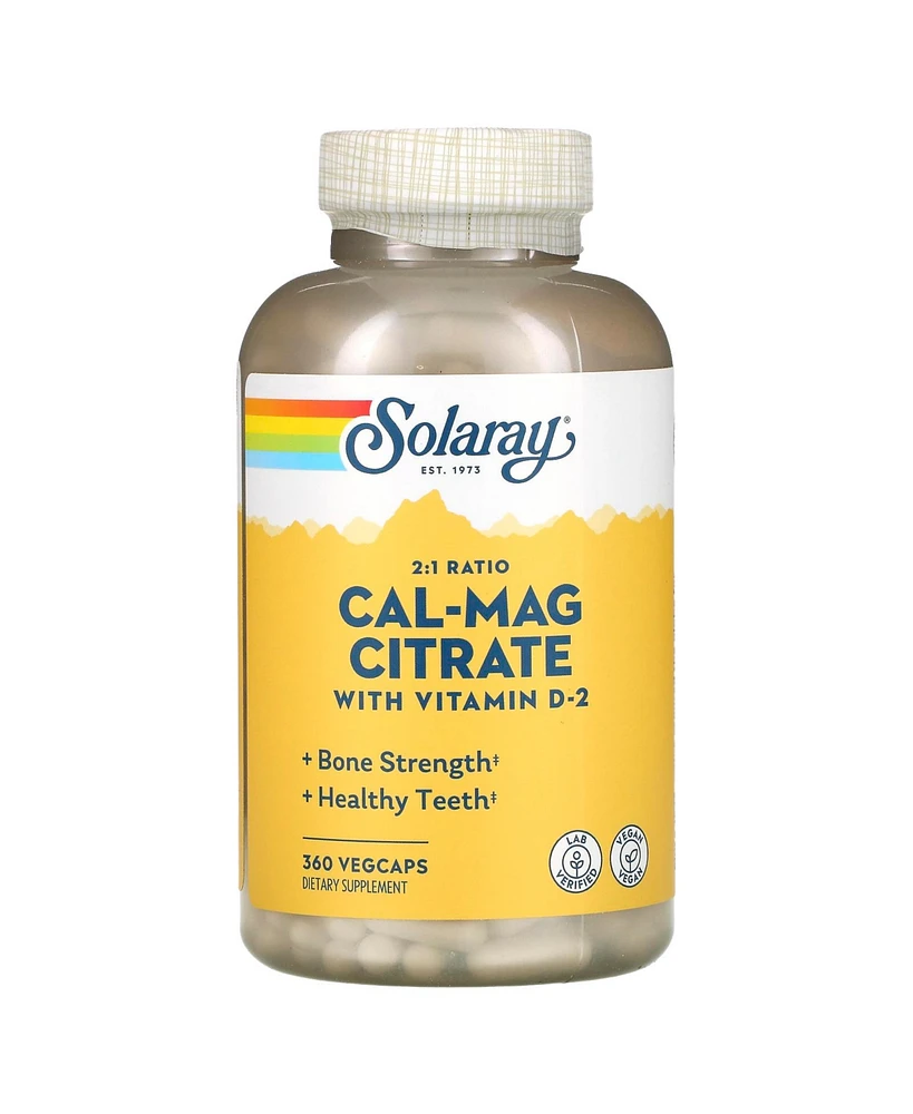 Solaray Cal-Mag Citrate with Vitamin D2 2:1 Ratio - 360 VegCaps - Assorted Pre