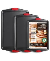 JoyTable 3 Piece Premium Nonstick Carbon Steel Baking Sheet Set - Small, Medium & Large