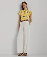 Lauren Ralph Lauren Women's Tie-Neck Flutter-Sleeve Top