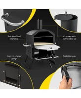 Sugift Outdoor Pizza Oven with Anti-scalding Handles and Foldable Legs