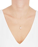 Honora Cultured Freshwater Pearl (8mm) & Diamond (1/10 ct. t.w.) Ribbon 18" Pendant Necklace in 14k Gold