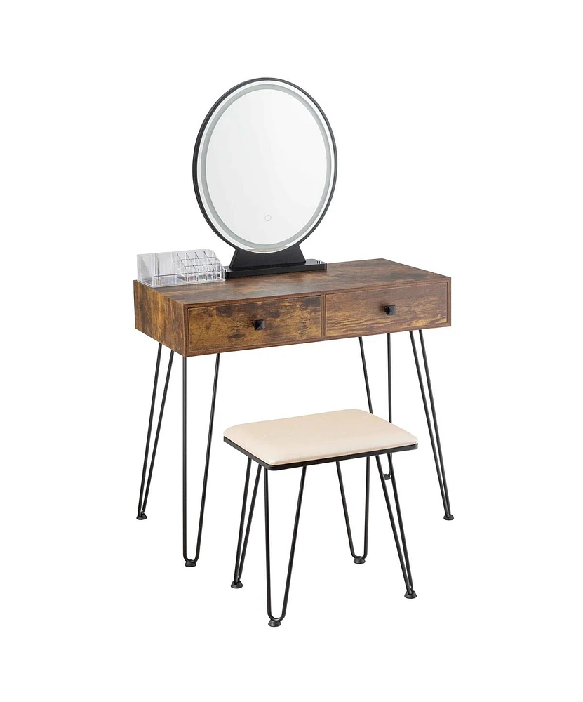 Slickblue Industrial Makeup Dressing Table with 3 Lighting Modes