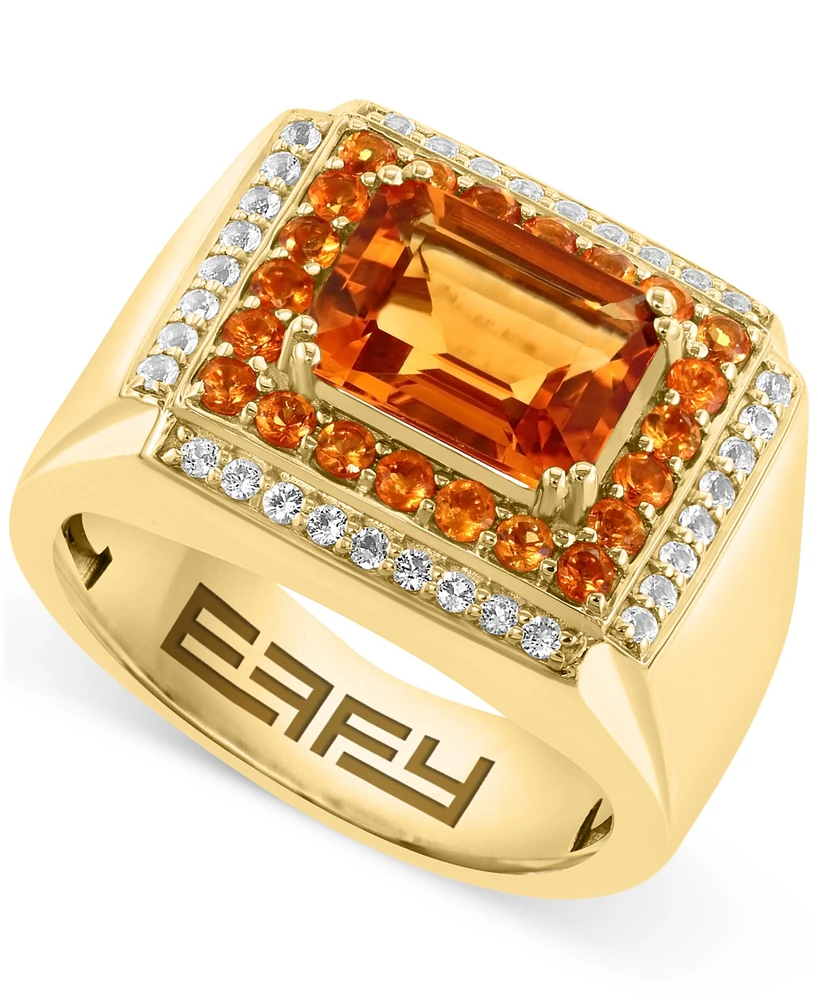 Effy Men's Citrine (3-1/2 ct. t.w.) & White Topaz (1/10 ct. t.w.) in Gold-Plated Sterling Silver