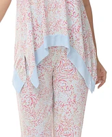 Women's Printed Short Sleeve Tunic with Pant Pajama Set