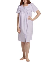 Miss Elaine Women's Short Snap-Front Seersucker Robe