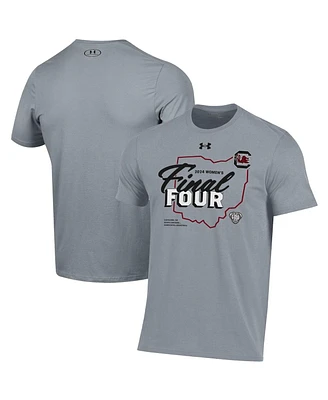 Unisex Under Armour Heather Gray South Carolina Gamecocks 2024 Ncaa Women's Basketball Tournament March Madness Final Four Locker Room T-Shirt