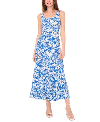 Vince Camuto Women's Floral Square-Neck Smocked-Back Maxi Dress