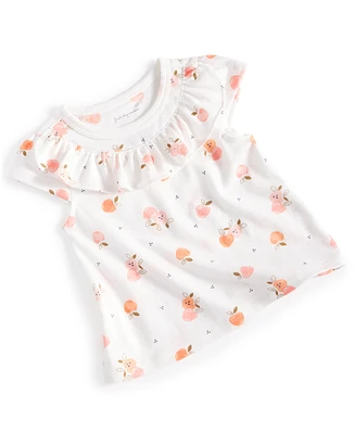 First Impressions Baby Girls Mini-Apple-Print Short-Sleeve Ruffled Top, Created for Macy's