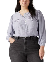 Levi's Trendy Plus Halsey Striped 3/4-Sleeve Blouse