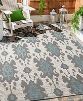 Safavieh Courtyard CY7276 Ltgy Anthracite and Aqua Weft 2' x 3'7" Sisal Weave Outdoor Area Rug