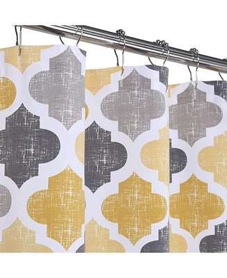 Caromio Quatrefoil Print Cotton Blend Fabric Shower Curtain, 35" x 72"