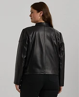 Lauren Ralph Plus Leather Moto Jacket