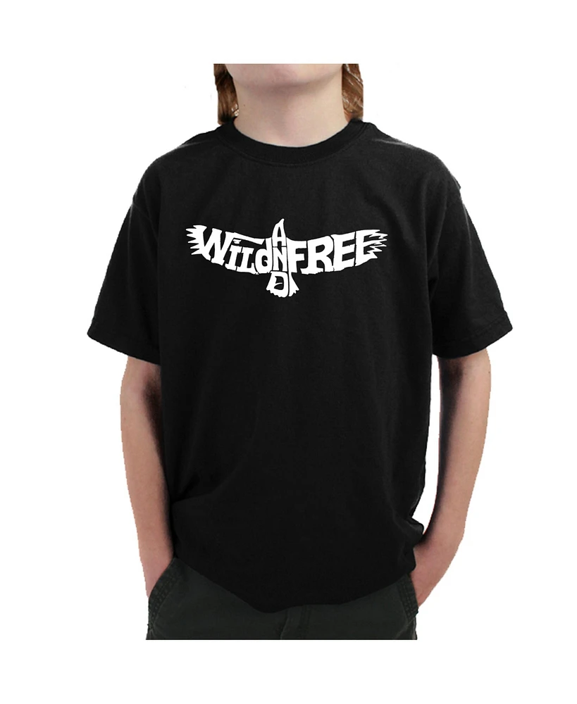 La Pop Art Boys Word T-shirt - Wild and Free Eagle