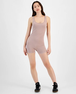 Hippie Rose Juniors' Seamless Square-Neck Romper