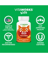 VitaWorks Kids Iron 10 mg with Vitamin C 50 mg Chewable Tablets - Healthy Iron Levels - Tasty Natural Flavor - 120 Chewables