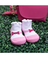 Komuello Infant Girl Breathable Washable Non-Slip Sock Shoes Mary Jane Bow
