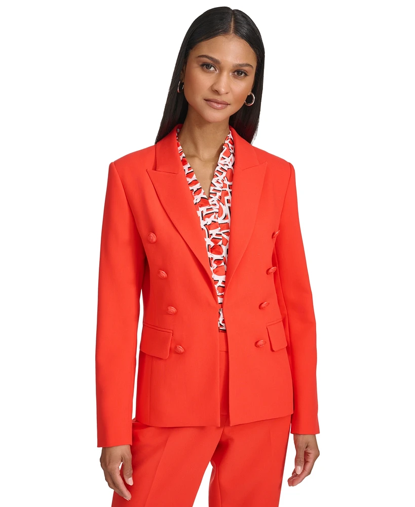 Karl Lagerfeld Women's Peak-Lapel Faux-Double-Breasted Jacket