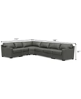 Radley 148" 5-Pc. Leather Wedge L Shape Modular Sectional, Created for Macy's