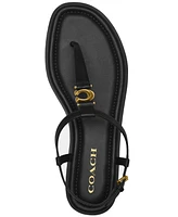 Coach Women's Jessica Sculpted "C" Ankle-Strap Thong Flat Sandals