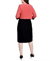 Ny Collection Petite Lace-Detail 2 Piece Textured Knit Dress Set