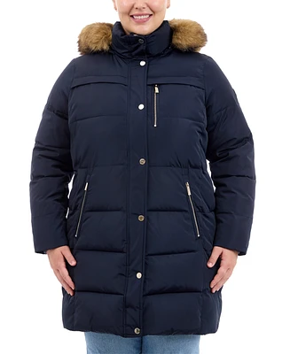 Michael Kors Plus Faux-Fur-Trim Hooded Puffer Coat, Created for Macy's