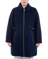 Michael Kors Plus Club-Collar Zip-Front Coat, Created for Macy's