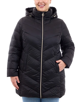 Michael Kors Plus Hooded Packable Down Puffer Coat, Created for Macy's