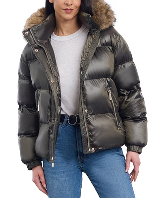 Michael Kors Women's Hooded Faux-Fur-Trim Puffer Coat, Created for Macy's