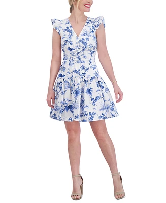 Vince Camuto Women's Printed Tiered Fit & Flare Dress