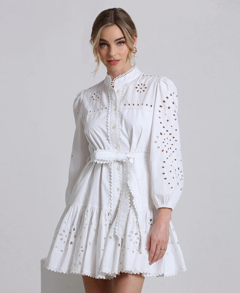 Avec Les Filles Women's Eyelet Shirtdress