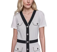 Karl Lagerfeld Paris Women's Two-Tone Button-Front Dress