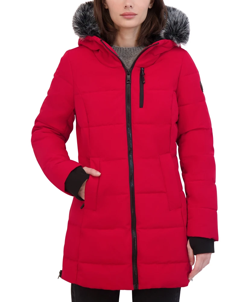 Nautica Women's Faux-Fur-Trim Hooded Puffer Coat