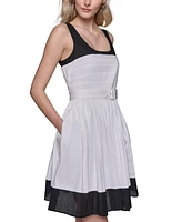 Karl Lagerfeld Paris Women's Square-Neck Belted Dress