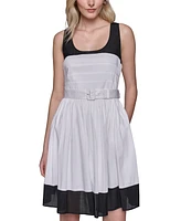 Karl Lagerfeld Paris Women's Square-Neck Belted Dress