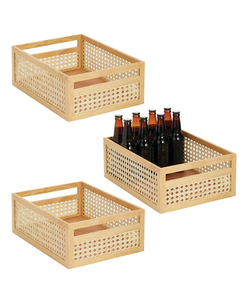 mDesign Natural Cane Square Storage Organizer Bin - 12 x 16 x 6, 3 Pack